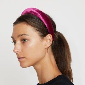Pink velvet puffy headband
